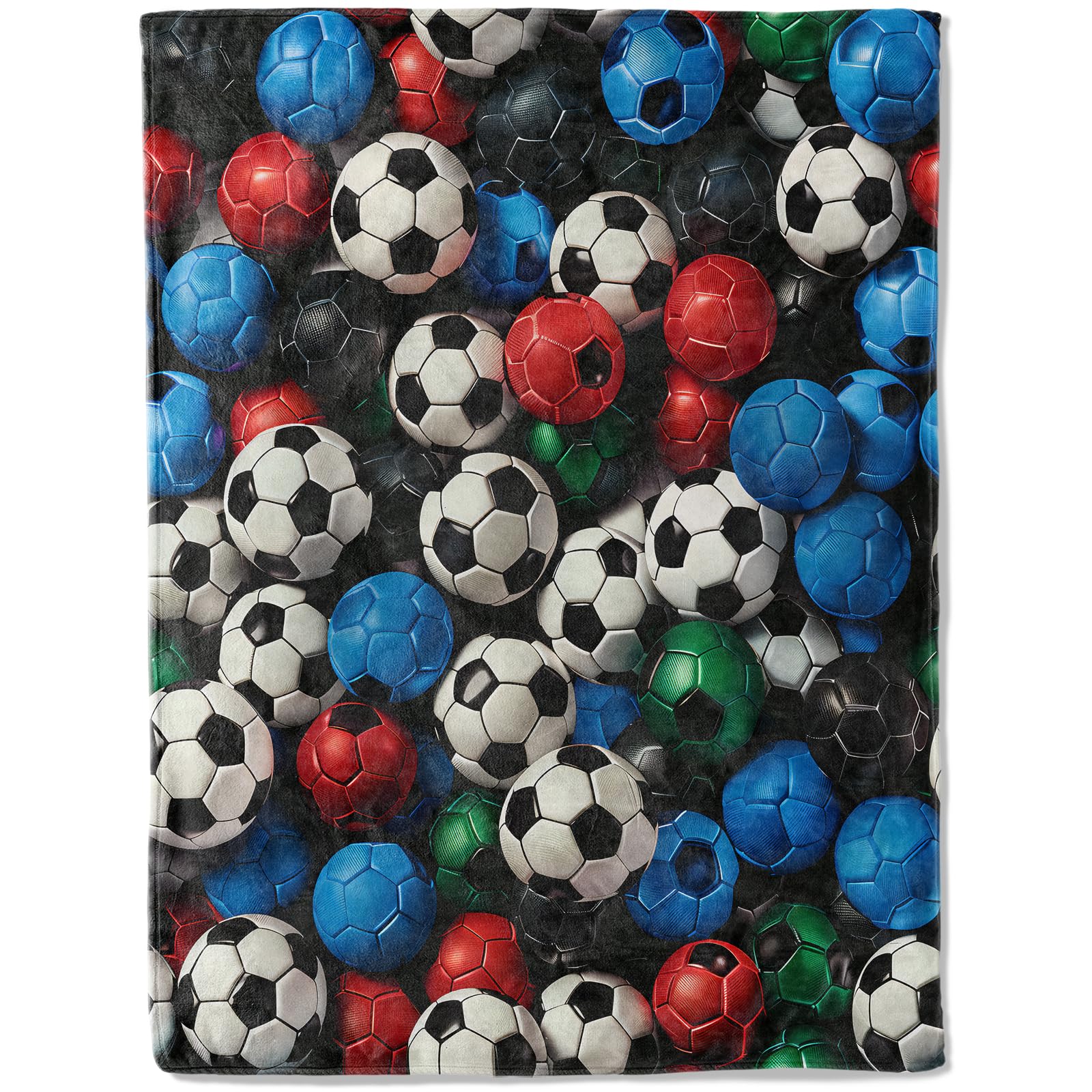 ainoriColorful Soccer Balls Throw Blanket- Ultra Soft, Fleece, Lightweight Retro Sport Blankets, for Couch or Game Room Bedroom, Modern Decor, Gifts for Men & Boys 50x60in