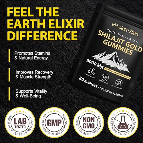 Miniatura 6 de Gomitas Shilajit para hombres y mujeres, gomitas de oro Shilajit ricas en Ashwagandha, Gokshura con más de 85 minerales, sabor auténtico, 100%