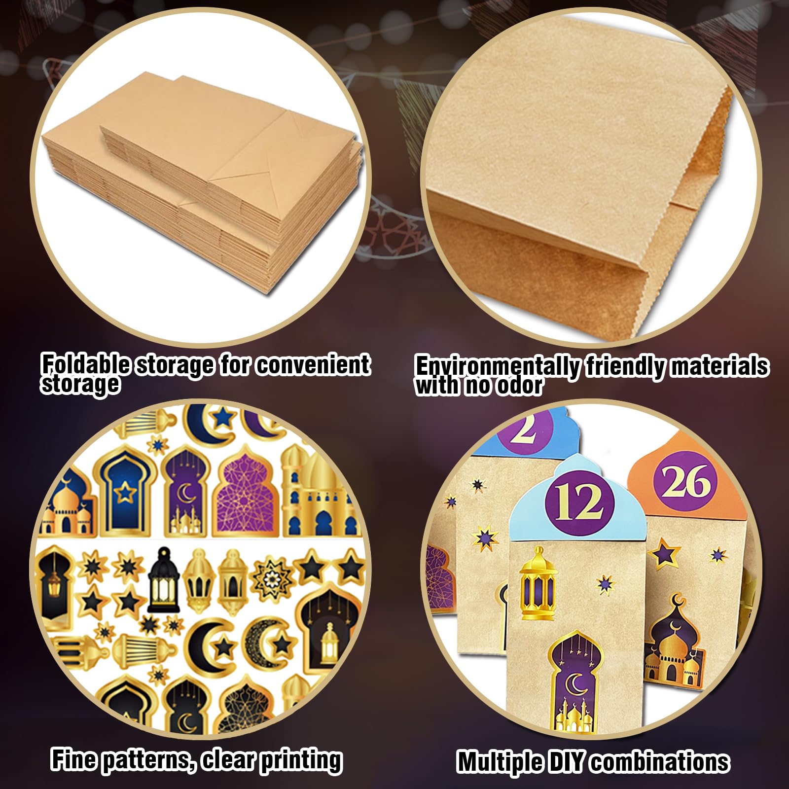 Calendario De Ramadán DIY Para Rellenar - 30 Cajas De Regalo + Pegatinas Numéricas - Decoración Eid Mubarak