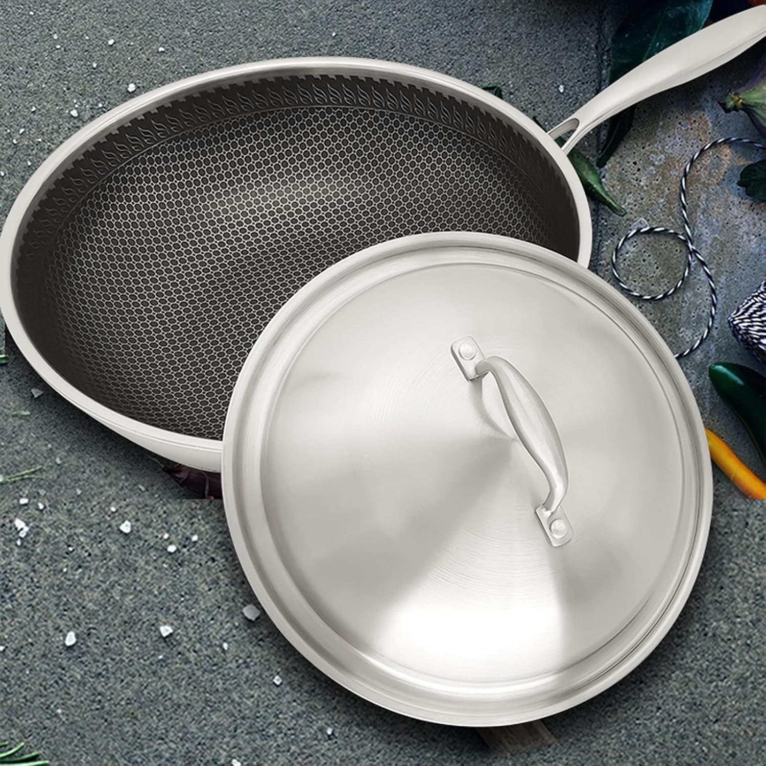 Tapa Universal de Acero Inoxidable Tapa Universal de Arco Alto Tapa de Olla Redonda Gruesa para ollas, sartenes y sartenes Tapa de Repuesto para sartén Tapa de (37cm)
