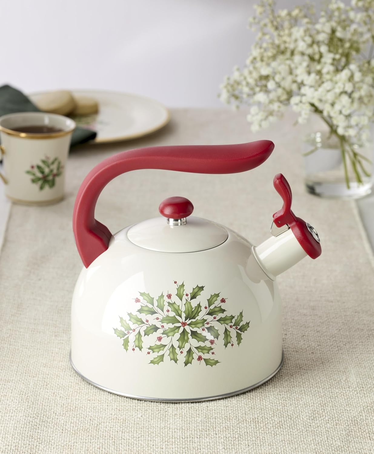 Lenox 897976 Holiday Metal Tea Kettle, Christmas, Festive Kitchen Decor