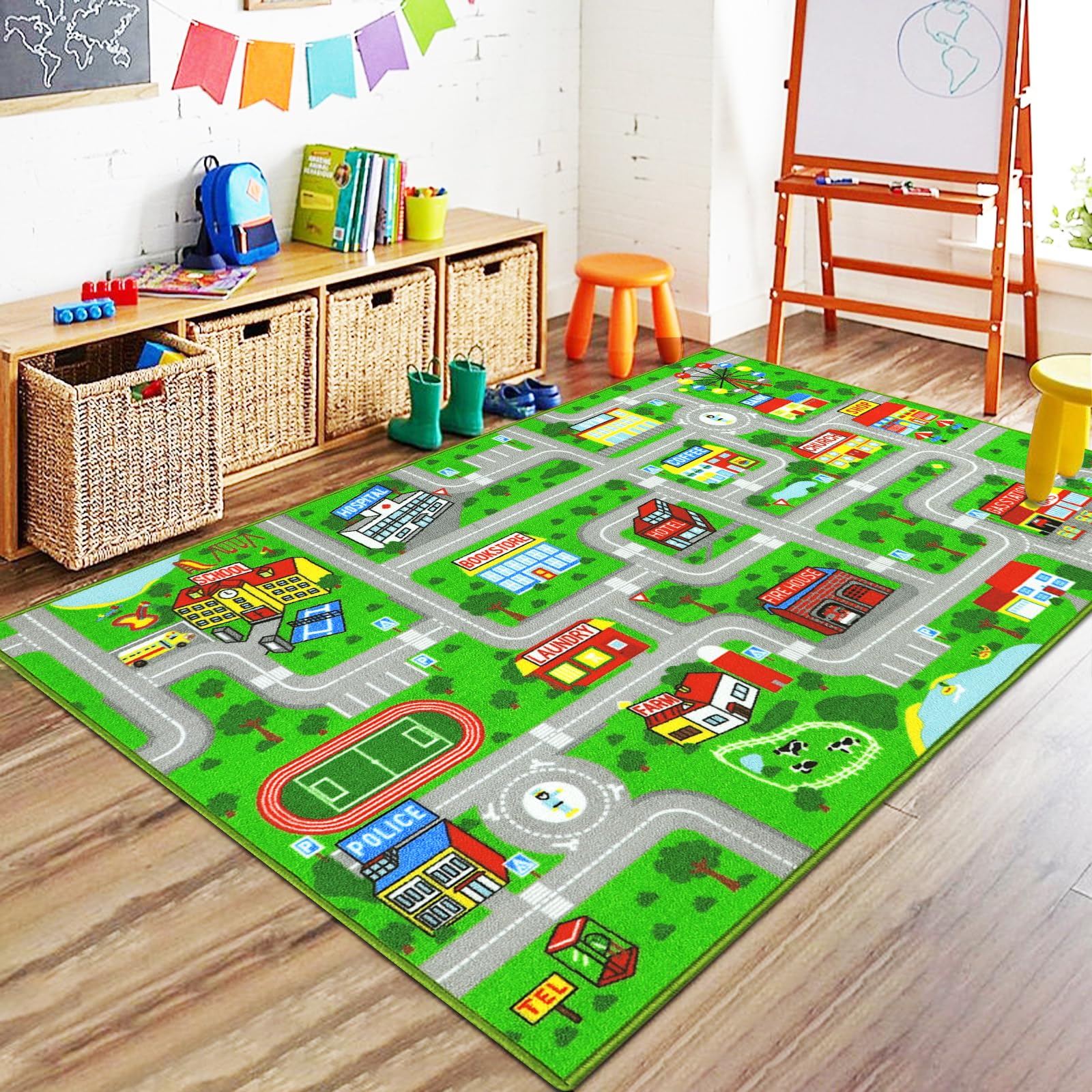 Amazon.com: Capslpad Green Car Road Kid Rug Carpet Playmat for