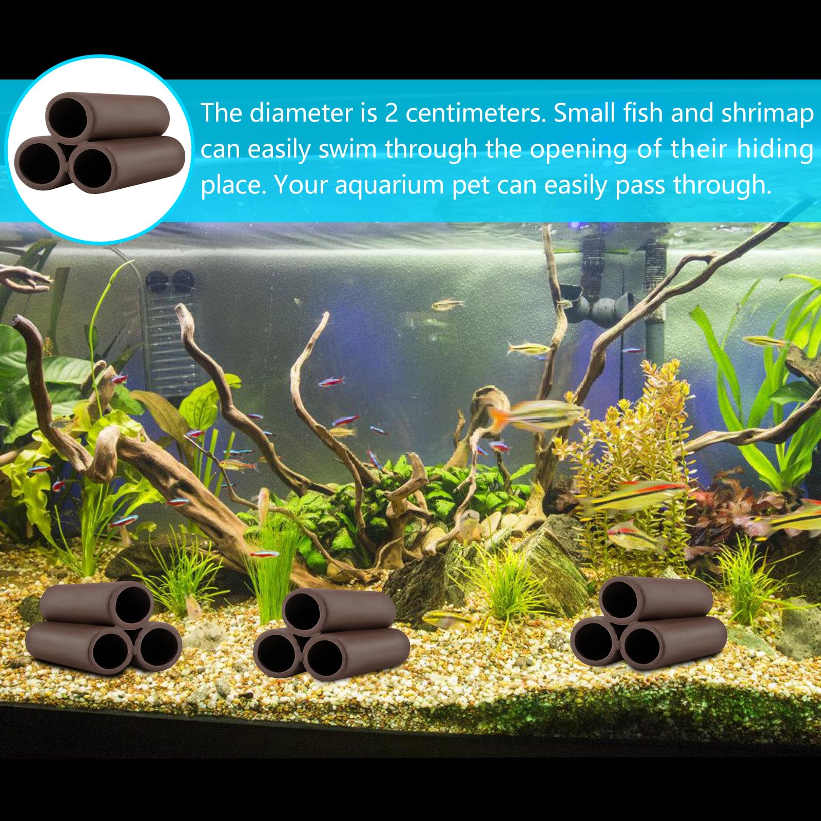 BAIFULAI Lot de 4 cachettes en céramique pour aquarium, accessoire de réservoir de poissons, décoration d'aquarium, grotte pour crevettes, poissons, crevettes, cavité en céramique pour aquarium