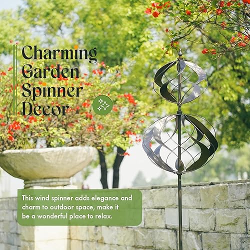 Miniatura 10 de Whirligigs - Molinillo de viento para jardín, esculturas cinéticas de viento de metal para exteriores, decoración para patio y jardín, molinillos de