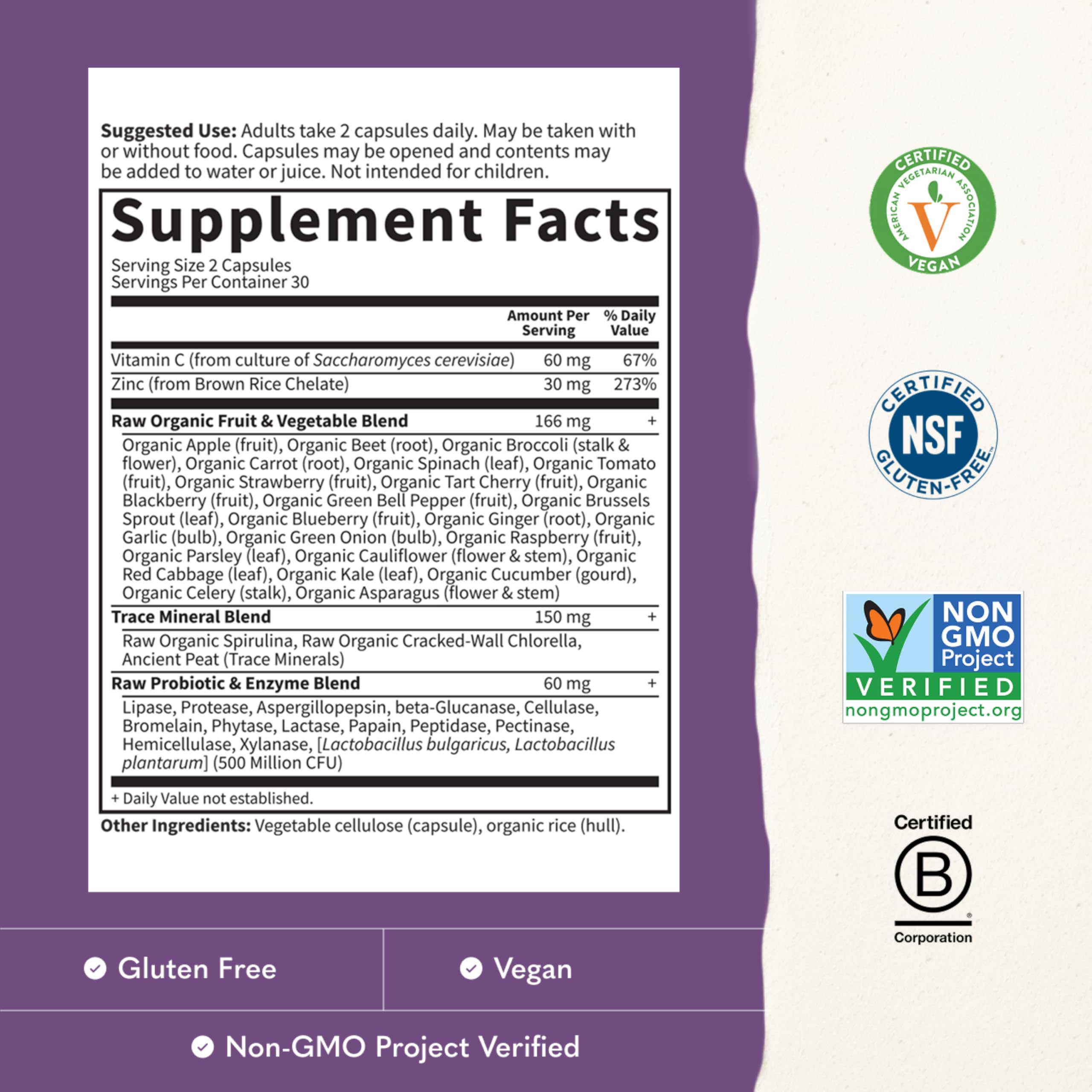 Garden of Life Vitamin Code Raw Zinc Supplement 30mg, 60 Vegan Capsules — Amazon image 3