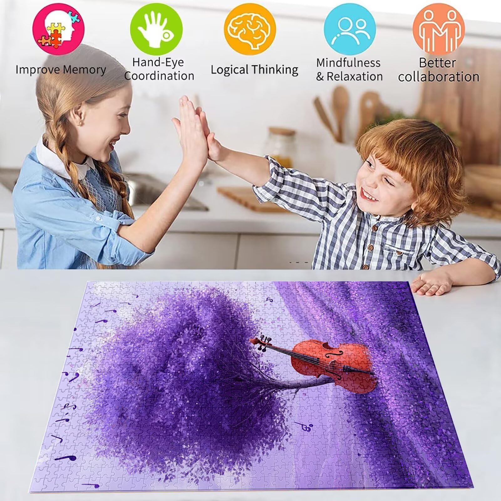 Puzzle 2000 Teile Baum Puzzle Erwachsene, DIY Groß Puzzelmatten, Holzpuzzle für Erwachsene und Kinder ab 12 Jahren Wooden Jigsaw Gitarre Geschicklichkeitsspiel für Die Ganze Familie, Geschenke D-912