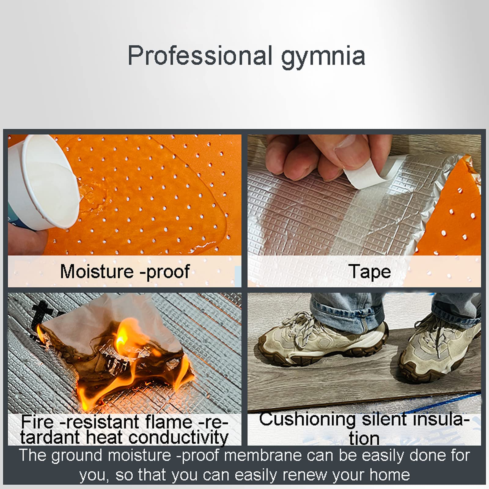 Insonorizzazione Polietilene Isolmante Isolante Sottopavimento Spessore 2mm ad Alta Densità Rivestito con Film PE Con Funzione di Barriera Vapore per Pavimenti in Laminato e Parquet(Size:1*20m)