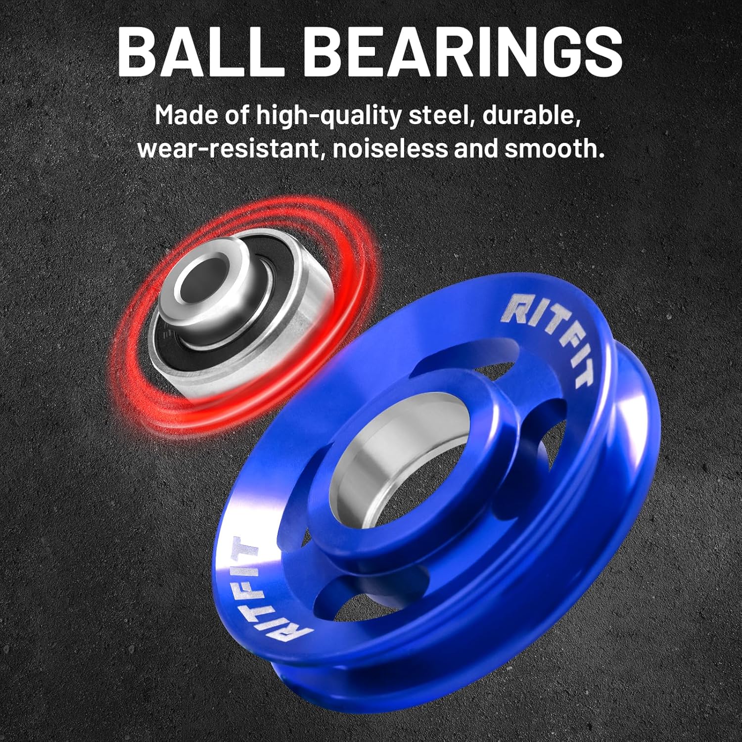 RitFit Aluminum Pulley Wheel for Gym Equipment, 6PCS Set Power Rack Pulley Attachment, 90mm Aluminum Alloy Bearing Gym Pulley Wheel for Home Gym