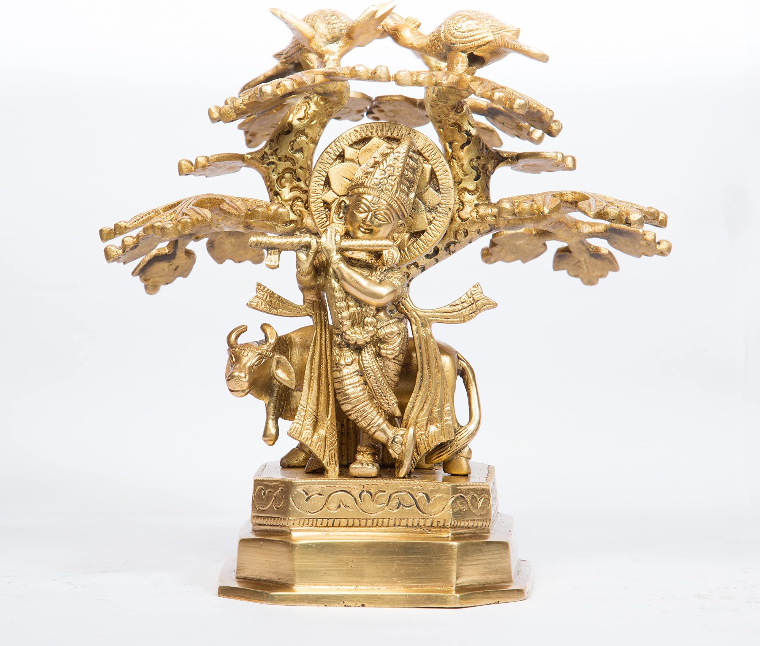 Arihant CraftHindu God Krishna Idol Kanha Statue Kanahiya Sculpture Hand Craft Showpiece โ 22.5 cm (Brass, Gold)