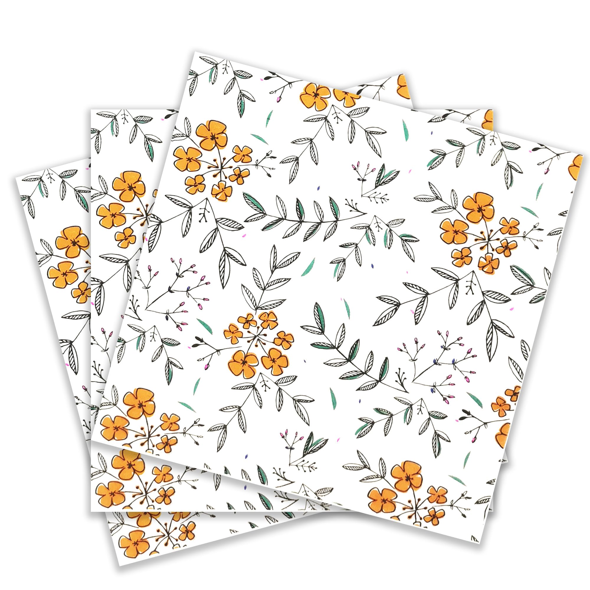 Colored Paper Party Napkins, 20 Count Shabby Chic for Wedding, inner, Tea Party, Decoupage, Leaves & Flowers