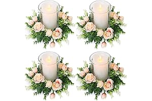 4 Pcs Artificial Rose Candle Rings