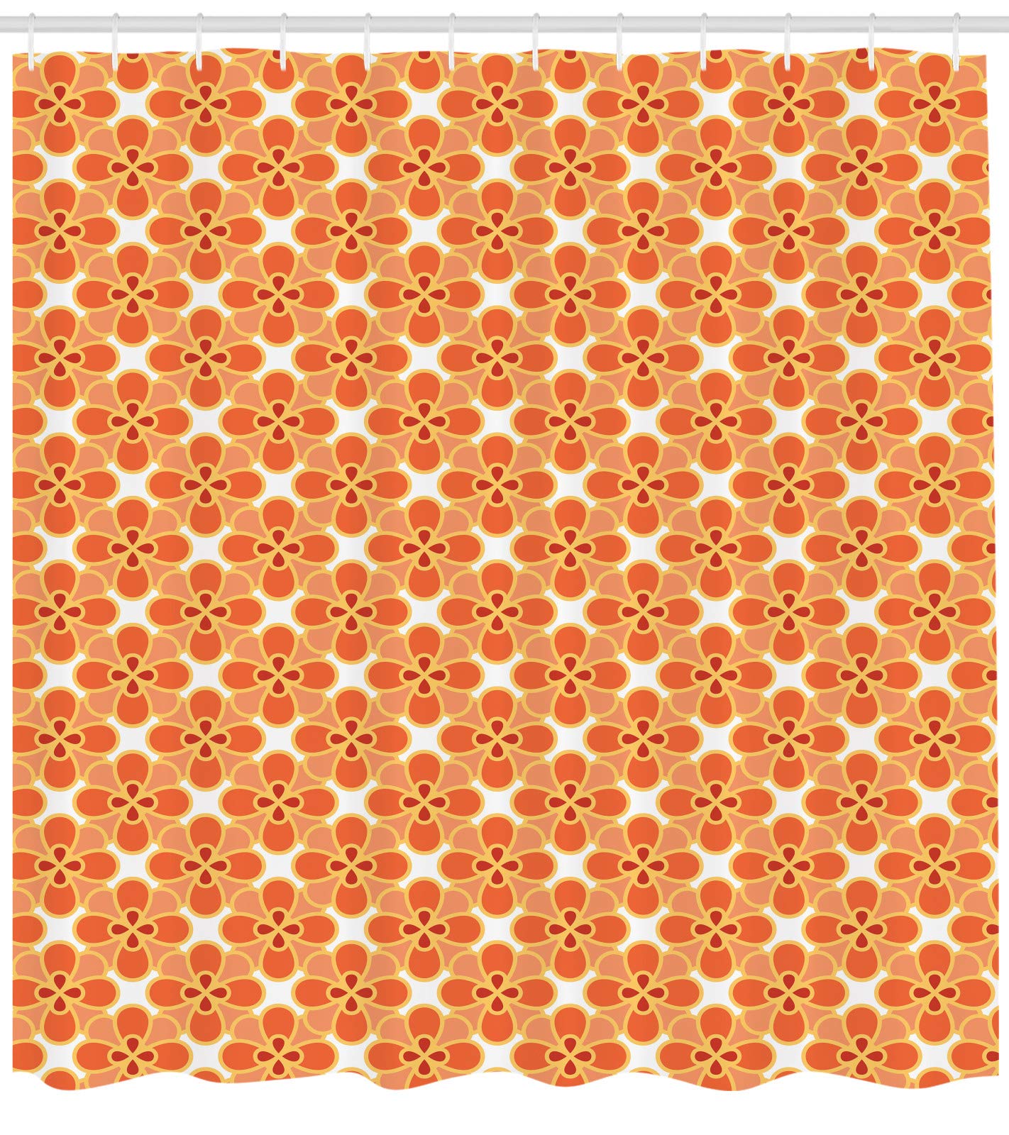 Bella tenda da doccia decorativa in poliestere impermeabile, con fiori arancioni, tenda da bagno, decorazione per la casa, bagno, con ganci, 170 x 180 cm, lavabile in lavatrice