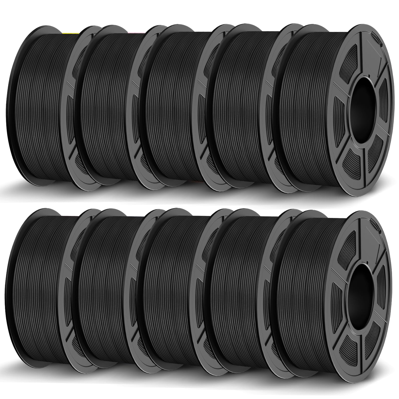 JAYO PLA 3D Printer Filament Bundle 11KG, PLA Filament 1.75mm Bulk, Dimensional Accuracy +/- 0.02mm, 10 Pack 1.1kg Spool (Black*10)