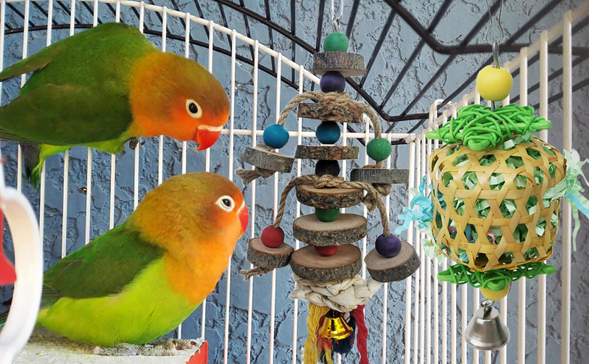 Bird Toys for Conures Parakeet, Birds Cage Accessories, Bird Shredding Foraging Toys for Cage - image 3
