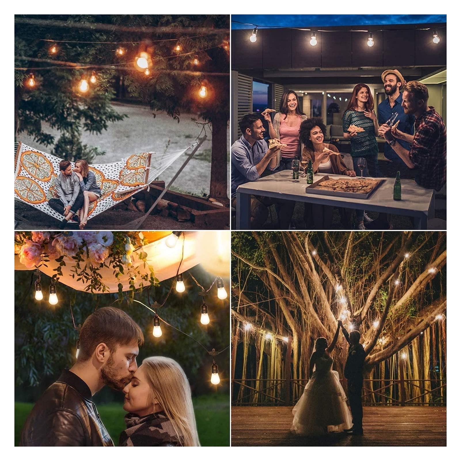 S14 Leichte S14 LED, Festoon-Lichtstring 30 hängende Buchsen E27-Basis und 2W-LED. Warmweiß 2700K-Zwiebeln, geeignet for Terrassen, Hinterhöfe, Cafés, Hochzeiten