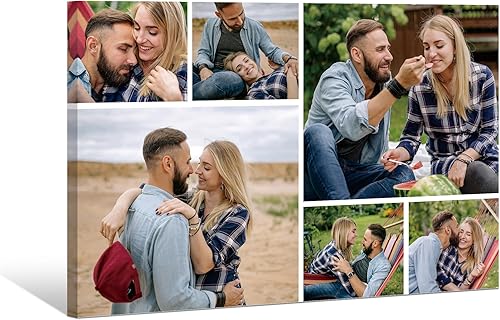 WEGA Custom Canvas Prints with Your Photos Wall Art Collage Customized Photo Personalized Canvas Pictures for Wall Decor Gifts for Couple Valentines,Family (6 Photos)