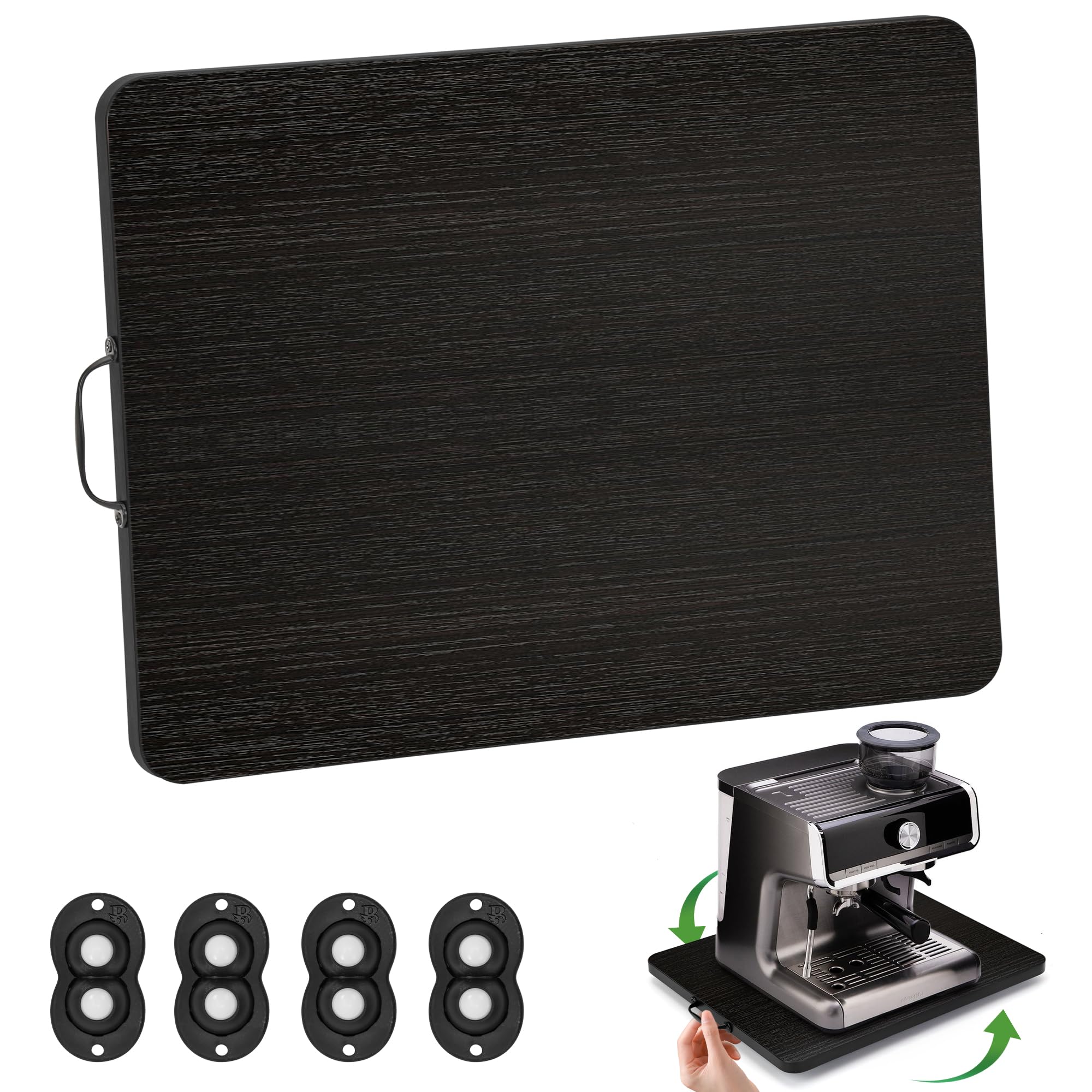 Photo 1 of Appliance Slider, Sliding Tray for Coffee Maker, Coffee Pot Slider for Countertop, 360° Rolling Tray Appliance Slider for Kitchen Appliances- Black (12.5” X 16”)