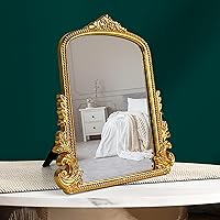 97Decor Gold Vintage Arched Wall Mirror - 11.8x9.6 Inch Small Decorative Mirror for Tabletop, Desk, Bedroom, Makeup Room