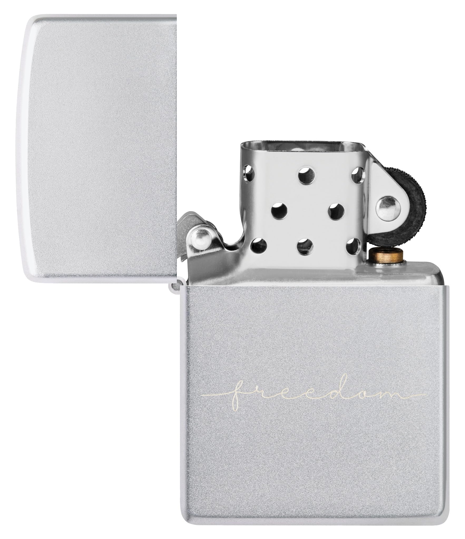 Zippo Zapalniczka Sztormowa, Motyw Wolności, Satynowy Chrom, Grawer Laserowy, do Napełniania, Wielokrotnego Użytku, Odporna na Wiatr, Pudełko Prezentowe, Wyprodukowana w USA