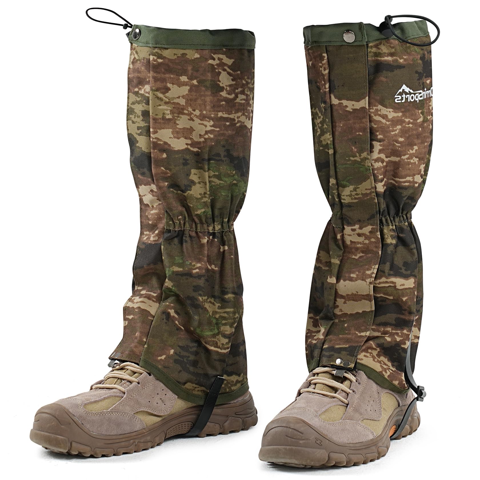 likloks Leg Gaiters for Men & Women, Adjustable Hiking Gaiters for Boots, Durable Lightweight Gaiters for Outdoor Activities, Camo - L