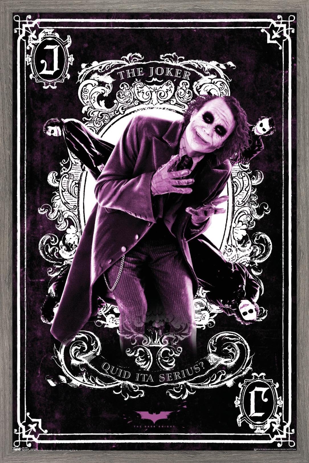 Trends International DC Comics Movie - The Dark Knight - The Joker Playing Card Wall Poster, 22.375" x 34", Barnwood Framed Version