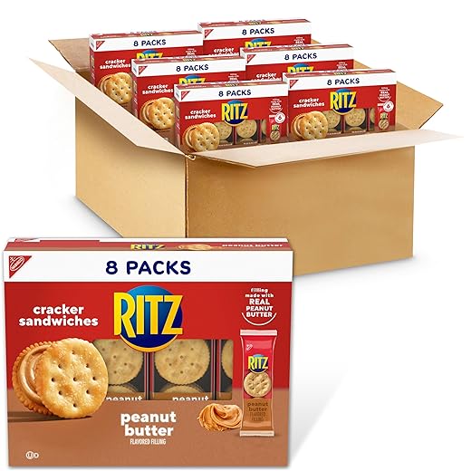 RITZ Peanut Butter Sandwich Crackers, 48 Snack Packs (6 Boxes)