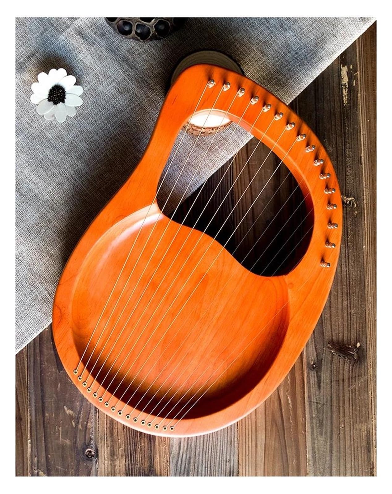 Erwachsene harfe Holz Mahagoni Leier Harfe Mit Tuning-Tool Für Anfänger Musical Instrument 16 Saiten Saiten(Brown)