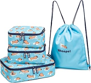 4 Pieces Packing Cubes for Travel- Cute Capybara Lightweight, Durable Clothes Organizer for Carry-On Luggage and Suitcases