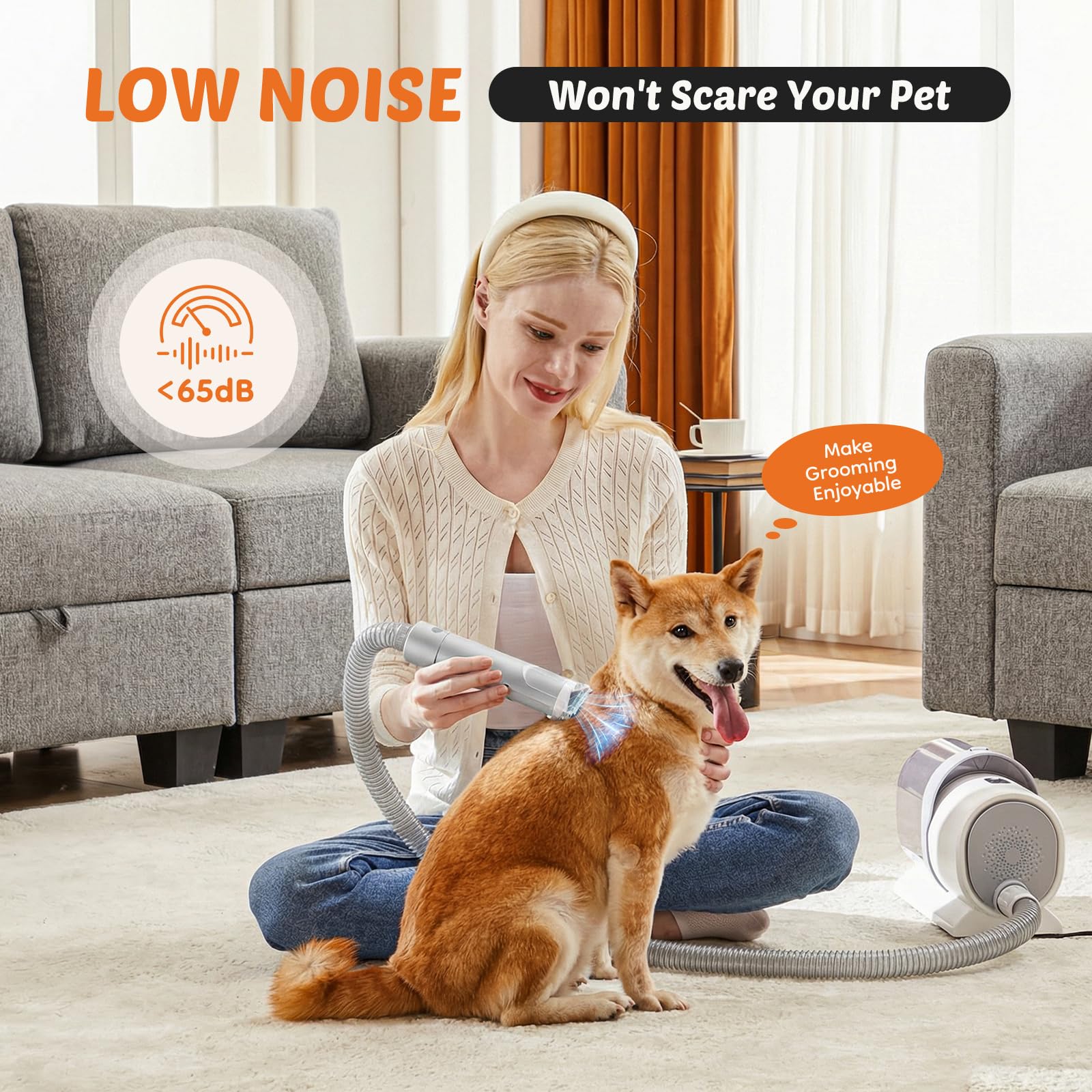 NEWBULIG Pet Grooming Vacuum Kit for Cats and Dogs, 3 Suction Modes view 4