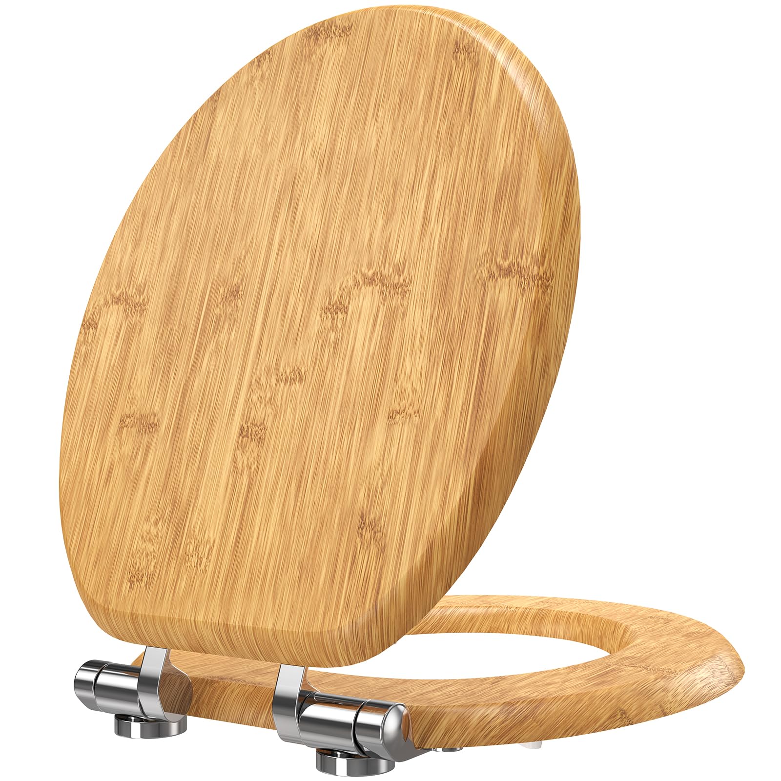 Pipishell tapa wc de Madera en Forma de O con Mecanismo de Cierre Suave y Bisagras de Metal Liso, tapadera wc universal de MDF de Cierre Lento, Fácil Montaje y Limpieza