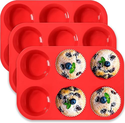 Miniatura 8 de Anaeat Juego de moldes de silicona para magdalenas, 12 tazas regulares y mini 24 tazas moldes para hornear cupcakes flexibles y antiadherentes, solo