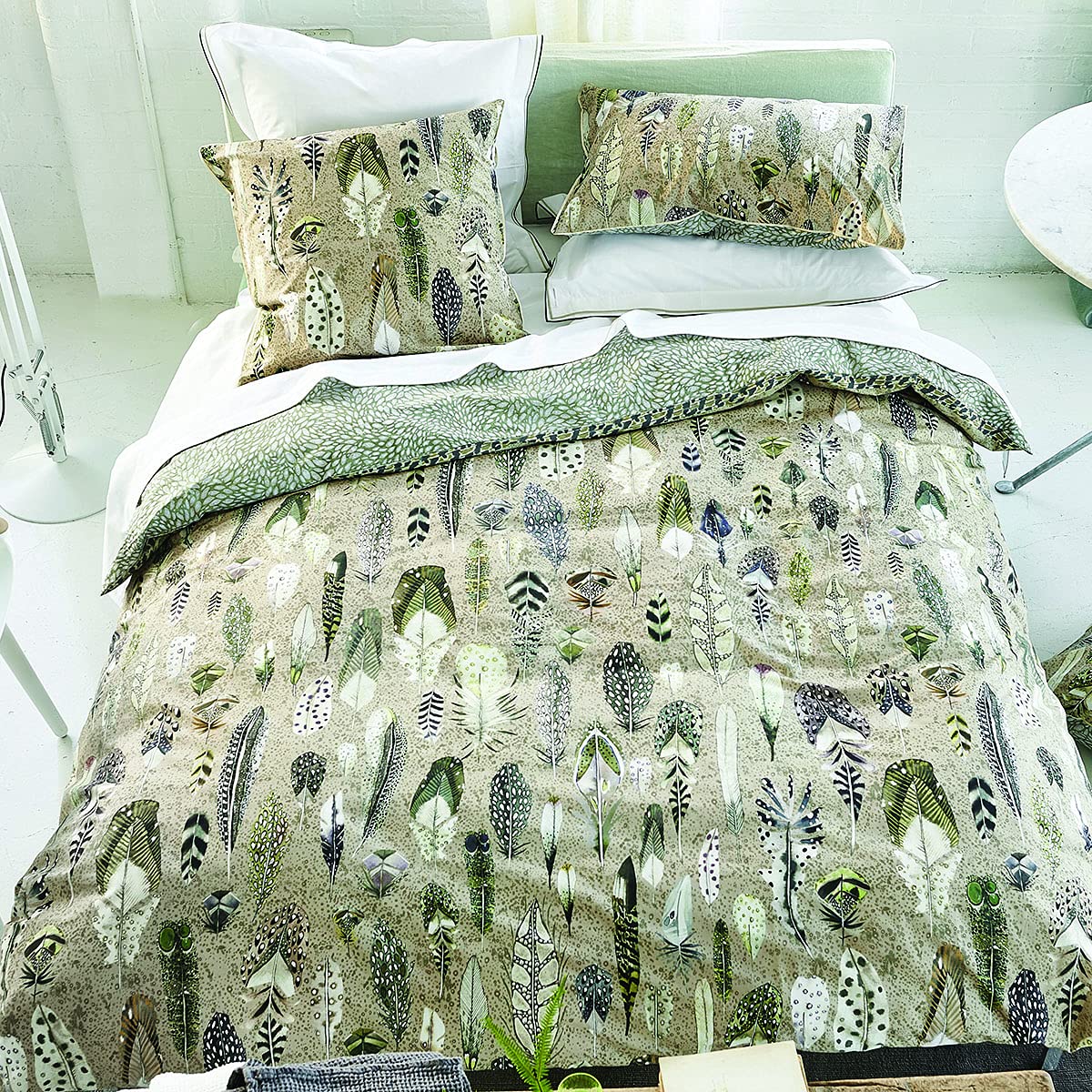 Housse de couette imprimée en percale de coton, Quill natural