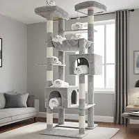 Hey-brother Torre de árvore alta para gatos, postes resistentes para arranhar com plataformas grandes, condomínios aconchegantes, rede grande, bolas de brinquedo, móveis de vários níveis para gatos