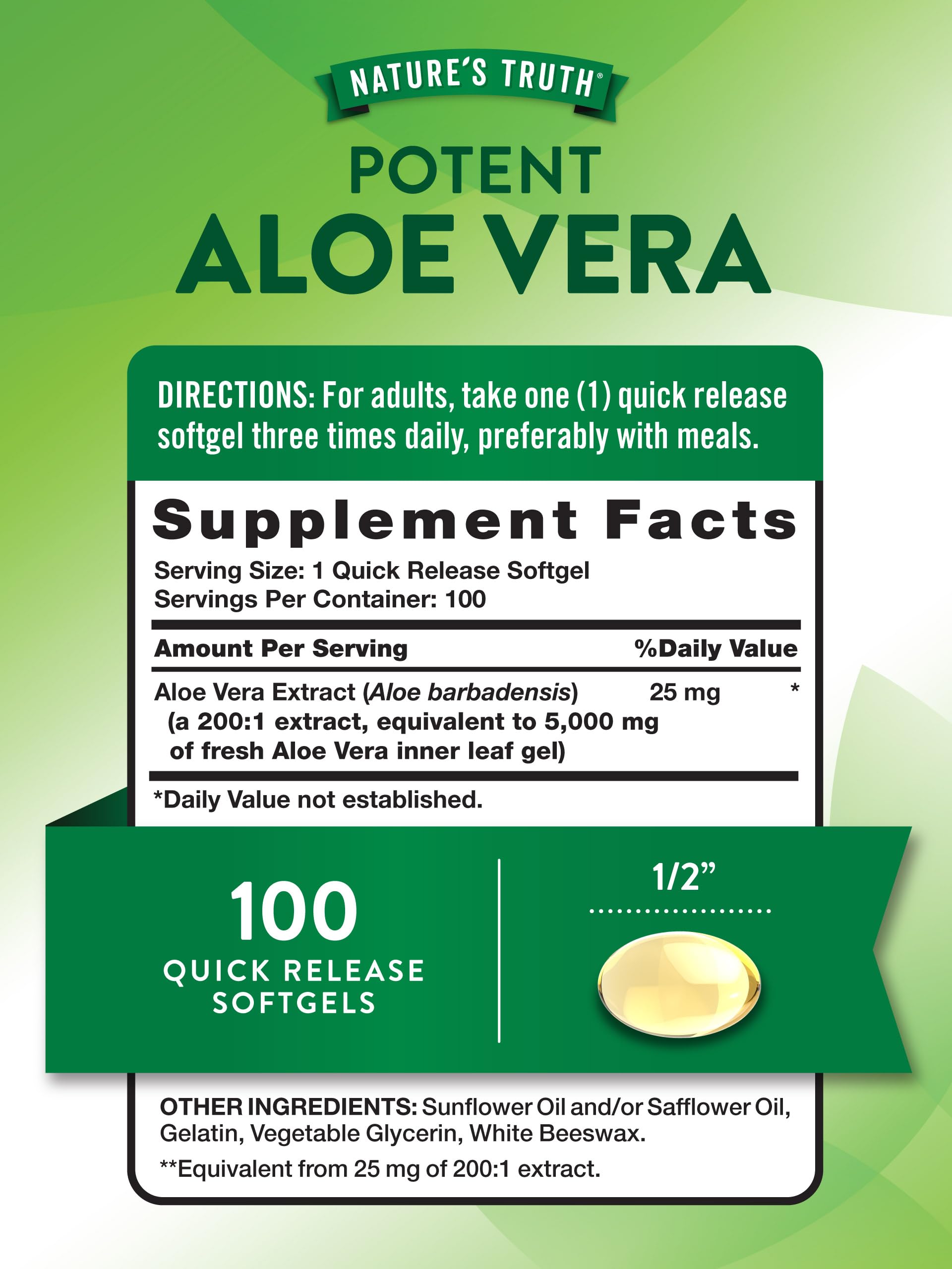 Nature's Truth Aloe Vera Softgels | 100 Count — Amazon image 2
