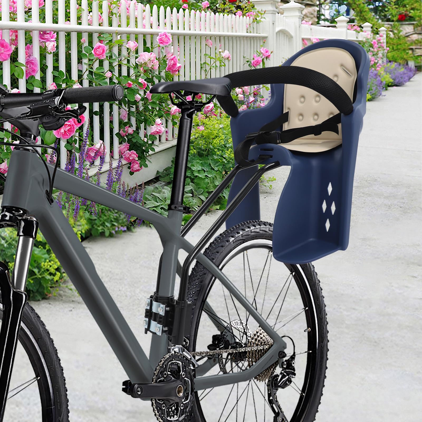 Asiento infantil de bicicleta para bicicleta, asiento trasero de bicicleta, con fijación al cuadro o sistema de fijación para portabicicletas, de 9 meses a 4 años, hasta 20 kg