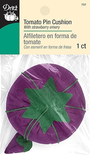 Dritz Tomate Strawberry Emery, Cojín de alfiler morado