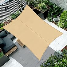 Cool Area Sun Shade Sail Waterproof Rectangular 4 x 6 m UV Protection PES Awnings for Outdoor Patio Garden Terrace-Sand