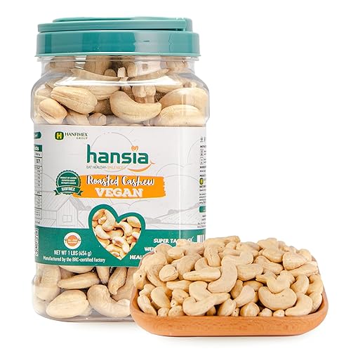Hansia Anacardos veganos keto Kosher orgánicos, superalimentos secos sin sal, sin gluten, frescos, saludables, bajos en sodio, ricos en proteínas y