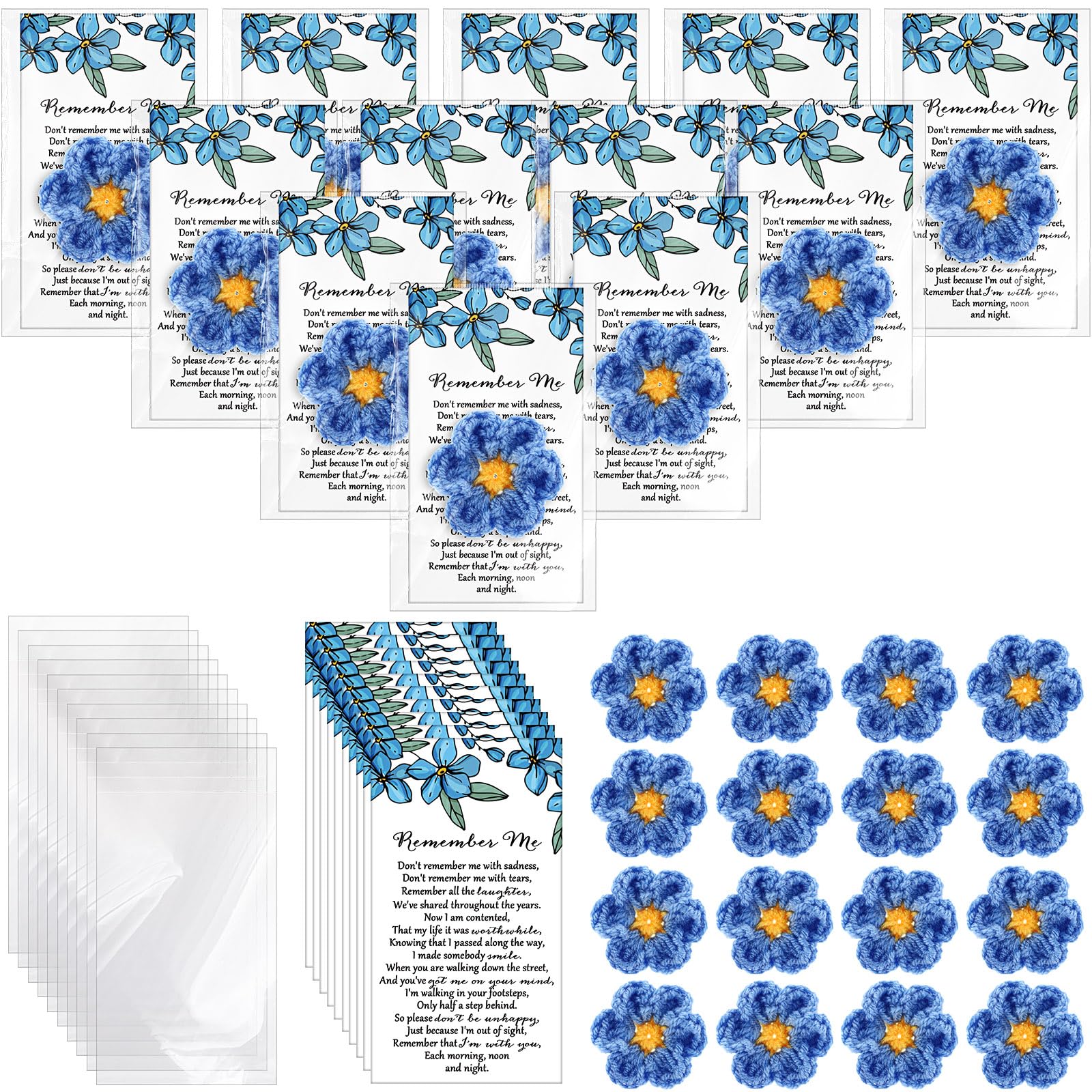 Fleurs au crochet Giegxin cartes Remember Me Not deuil célébration de la vie
