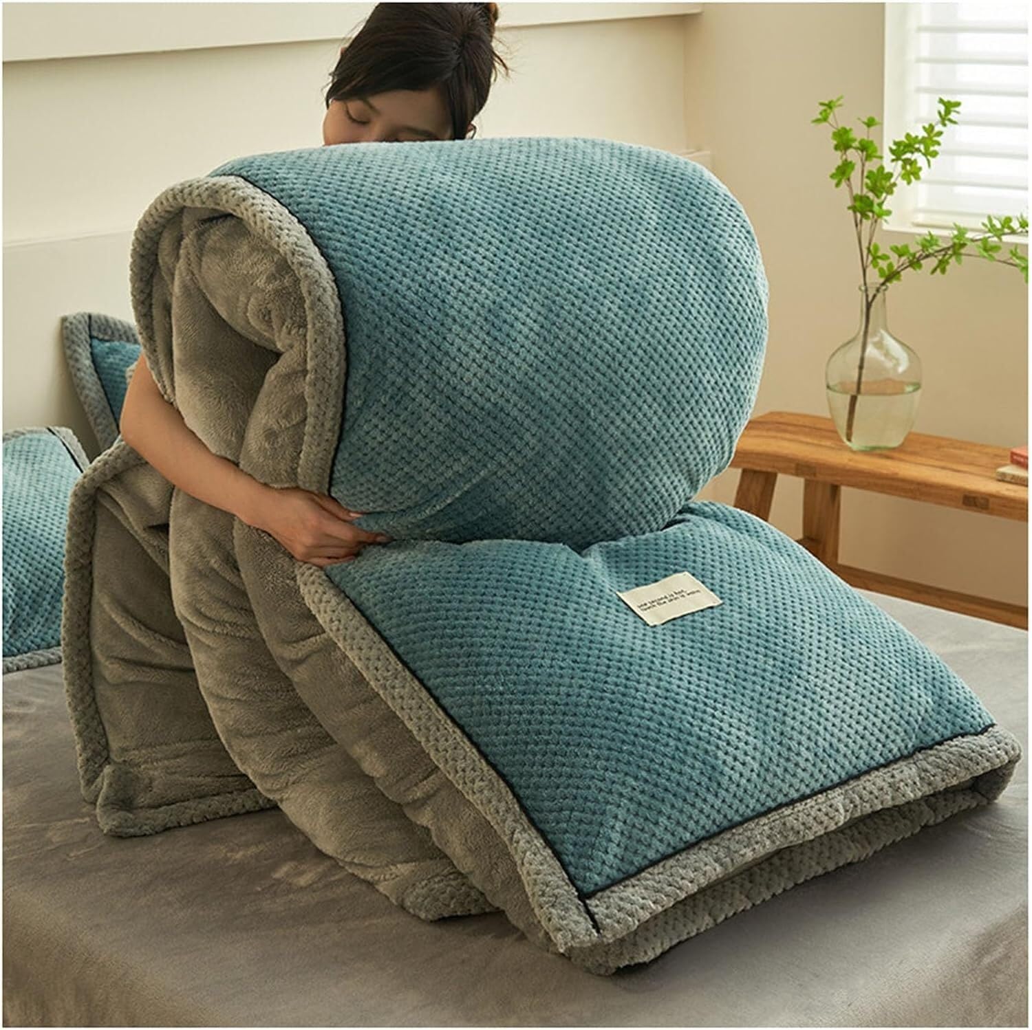 Edredón de invierno, Edredón de invierno grueso y cálido, Edredón de plumas de invierno esponjoso, Edredón de invierno de microfibra, De doble cara, Extra cálido ( Color : A , Size : 150*200cm 3.2KG )
