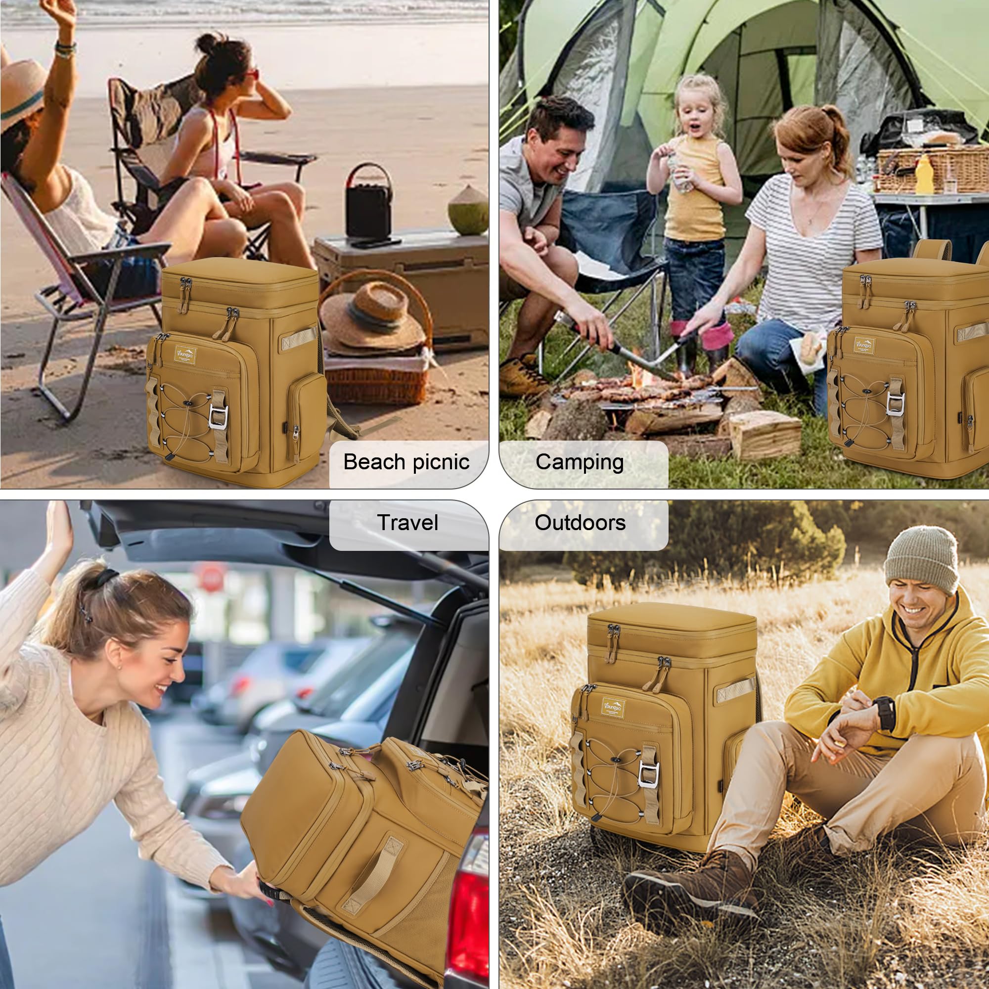 Kühlrucksack, 30L Große Thermo Kühltasche Rucksack, Wasserdicht Picknickrucksack Groß für Strand, Outdoor, Camping, Picknick