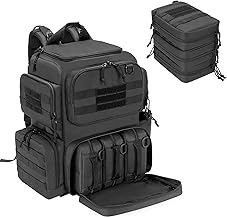 DSLEAF Tactical Pistol Backpack with 3 Pistol Cases for 6 Handguns, Gun Backpack with 13x Magazine Slots for Shooting and Hunting