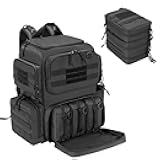 DSLEAF Tactical Pistol Backpack with 3 Pistol Cases for 6 Handguns, Gun Backpack with 13x Magazine Slots for Shooting and Hunting