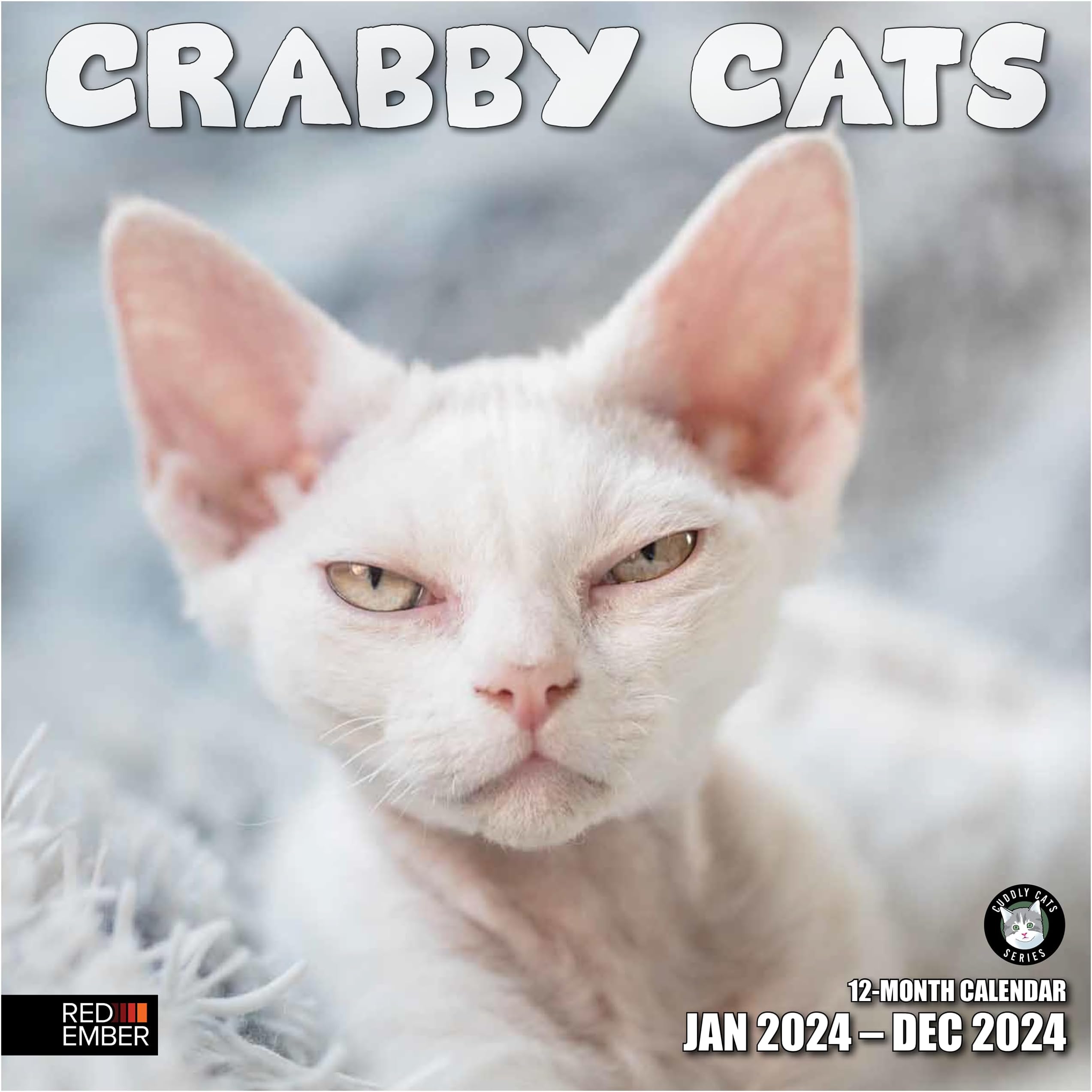 RED EMBER Crabby Cats 2024 Wall Calendar 12 Month | 12" x 24" Open | Thick & Sturdy Paper | Giftable | Calendar 2024