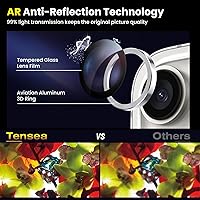 Vista 3 de Tensea Protector de lente de cámara para iPhone 15 ProiPhone 15 Pro Max, protector de pantalla de vidrio templado 9H, anillo individual de metal