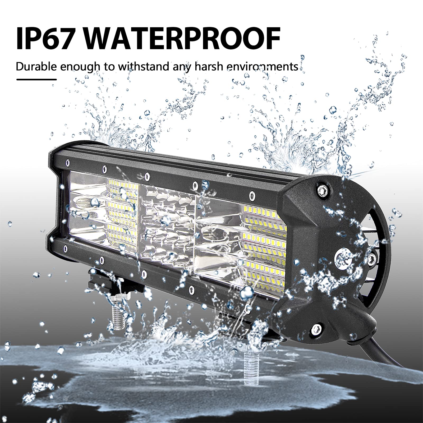 SKYWORLD Barra LED 12 Pulgadas 30cm 330W 12V 24V 6000K Faro Foco IP67 Impermeable para 4x4 Coche Tractor Camión ATV UTV SUV Todoterreno Barco