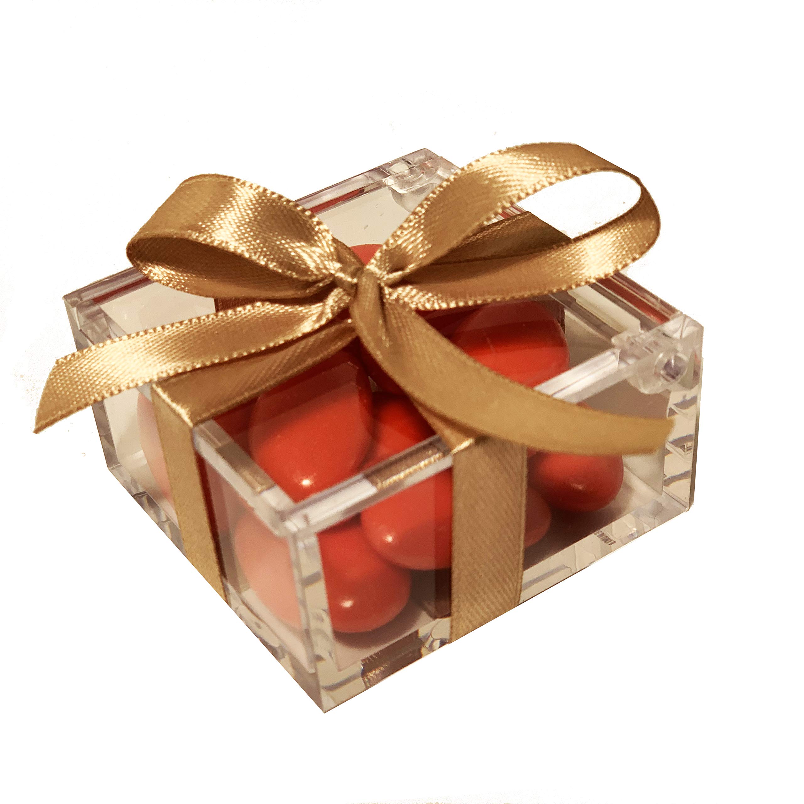 OMADA Scatolina Portaconfetti Trasparente con Coperchio, 48 pz, 6x6x3 cm