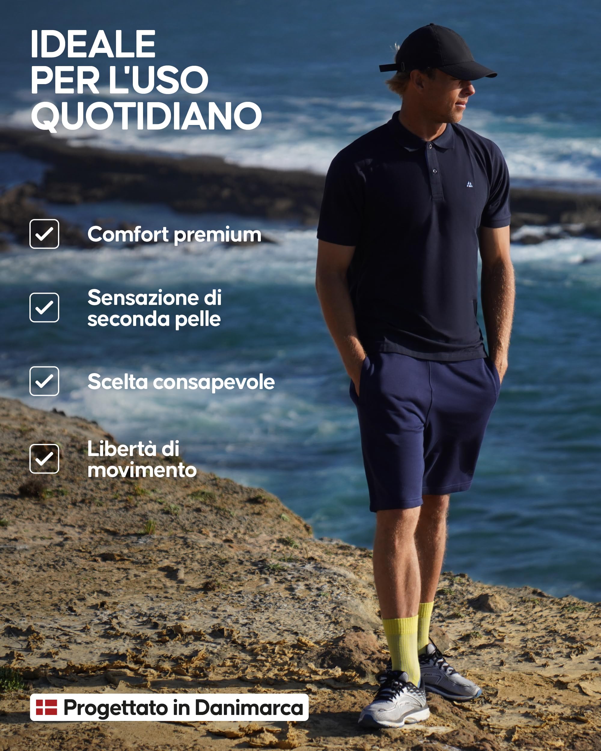 DANISH ENDURANCE Polo Uomo Manica Corta in Cotone Biologico Premium, Polo T-Shirt Uomo, Casual, 1 o 2 Paia