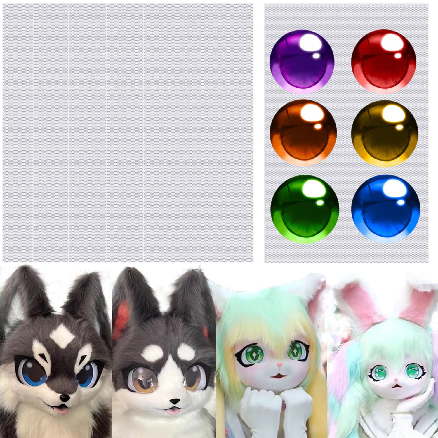 Amazon.com: BOYYOEE 10PCS Fursuit Eye Mesh to Paint,11.8x7.87inch White ...