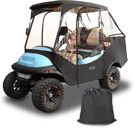 10L0L Golf Cart 4 Passenger Enclosure Cover for Club Car Precedent, 4Sided Clear Window Rain
